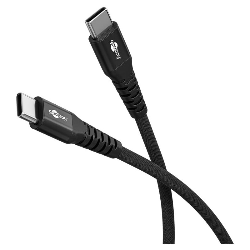 goobay Câble de charge rapide USB-C 60 W / 1 m/Câble textile flexible/Câble de charge 480 Mbits USB C/Super doux/Câble USB C Sam