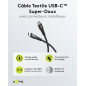 goobay Câble de charge rapide USB-C 60 W / 1 m/Câble textile flexible/Câble de charge 480 Mbits USB C/Super doux/Câble USB C Sam