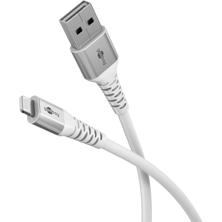 goobay Lightning vers USB-A 60 W / 2 m/Câble textile flexible/Câble de charge USB 480 Mbits/Super doux/Câble de charge rapide Ap