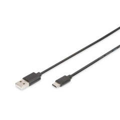 DIGITUS Câble USB 2.0 – 1,8 m – USB-A vers Type-C – 480 Mbps – Câble de connexion pour ordinateurs, ordinateurs portables, hubs,