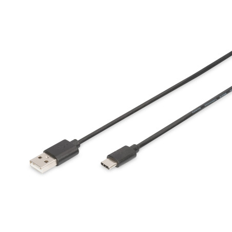 DIGITUS Câble USB 2.0 – 1,8 m – USB-A vers Type-C – 480 Mbps – Câble de connexion pour ordinateurs, ordinateurs portables, hubs,