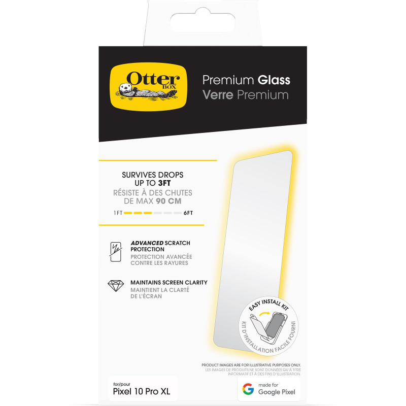 OtterBox Protecteur d'écran Premium Glass pour Google Pixel 10 Pro XL, Verre trempé, Protection avancée Anti-Rayures, résiste au