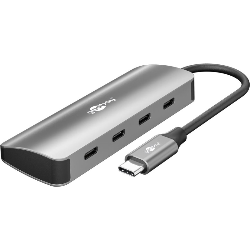 goobay Hub USB-C 4 Puertos Slim - 4X C (USB 3.2), SuperSpeed 10Gbit/s, carcasse en Aluminium, Compatible avec MacBook, iPhone, A goobay Hub USB-C 4 Puertos Slim - 4X C (USB 3.2), SuperSpeed 10Gbit/s, carcasse en Aluminium, Compatible avec MacBook, iPhone, A