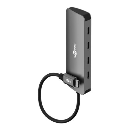 goobay Hub USB-C 4 Puertos Slim - 4X C (USB 3.2), SuperSpeed 10Gbit/s, carcasse en Aluminium, Compatible avec MacBook, iPhone, A
