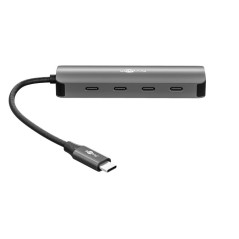 goobay Hub USB-C 4 Puertos Slim - 4X C (USB 3.2), SuperSpeed 10Gbit/s, carcasse en Aluminium, Compatible avec MacBook, iPhone, A