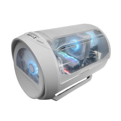 Mars Gaming MC-Cylon, Boîtier Gaming MicroATX, Design Cylindrique de Turbine, Verre Trempé et Fenêtre Supérieure Panoramique Cou