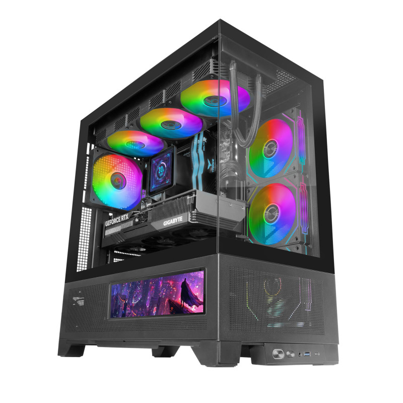 Mars Gaming MC-LCDX, Boîtier Gaming ATX, Écran IPS 9.16" et Connexion HDMI, Verre Trempé Continu, Panneau Inférieur Full Mesh, D Mars Gaming MC-LCDX, Boîtier Gaming ATX, Écran IPS 9.16" et Connexion HDMI, Verre Trempé Continu, Panneau Inférieur Full Mesh, D