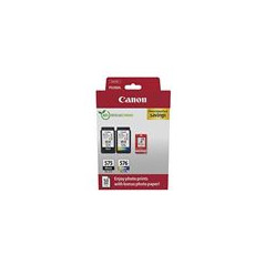 Canon PG-575 CL-576 Photo Pack - 2 cartouches (1x Noir 1x Couleur) Certifié Canon + 50 feuilles Papier Photo Canon 10x15cm (Emba