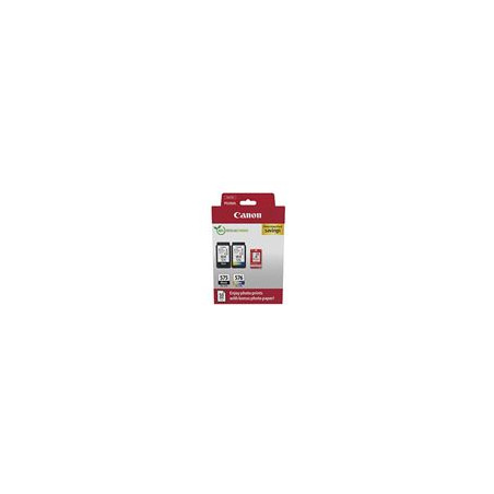Canon PG-575 CL-576 Photo Pack - 2 cartouches (1x Noir 1x Couleur) Certifié Canon + 50 feuilles Papier Photo Canon 10x15cm (Emba