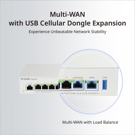 D-Link DBR-600-P Routeur PoE Professionnel – Routeur VPN Dual WAN 2,5G avec 8× Ports PoE+ (123W), Répartition de Charge Multi-WA