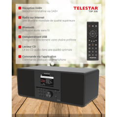 TELESTAR Top 300 – Radio Dab+/Internet avec Lecteur CD (stéréo, 2 × 15 W, Services de Streaming, Bluetooth Audio-Streaming & Fon
