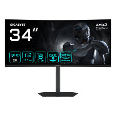 GIGABYTE GS34WQCA Écran Gaming Incurvé 34" WQHD – 3440 x 1440, 1500R, 120Hz, 1ms, 300 CD/m², FreeSync Premium, HDR Ready, HDMI 2