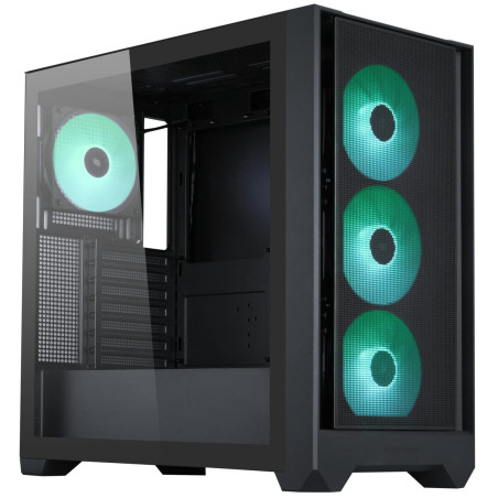 Silentware Flow 110 Boîtier PC A-RGB Midi Tower noir, façade en maille avec entrée d'air latérale, fenêtre latérale en verre, 4