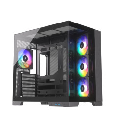 Silentware View A-RGB Boîtier PC Midi Tour Noir Showcase, panneau avant et fenêtre latérale en verre trempé, 4 ventilateurs RVB