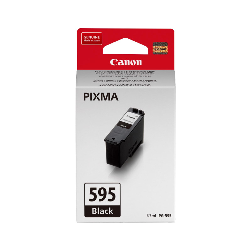 Canon PG-595 - Cartouche d'encre Originale - Jusqu'à 180 Pages A4 (1 x Cartouche Noire) - Compatible imprimantes PIXMA TS Canon PG-595 - Cartouche d'encre Originale - Jusqu'à 180 Pages A4 (1 x Cartouche Noire) - Compatible imprimantes PIXMA TS