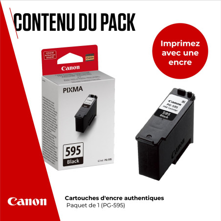 Canon PG-595 - Cartouche d'encre Originale - Jusqu'à 180 Pages A4 (1 x Cartouche Noire) - Compatible imprimantes PIXMA TS
