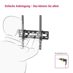 Hama Support Mural TV Inclinable Garantie 10ans (TV 32" à 75", 191cm et 40Kg Max, Inclinaison en continu + 5/- 15°, VESA jusqu'à
