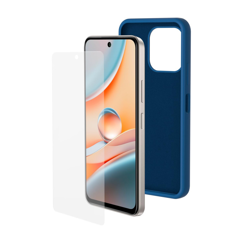 SPC Discovery 3 Pro Protection Pack – Coque en Silicone Bleue avec intérieur en Microfibre + 2 Verres trempés pour SPC Discovery