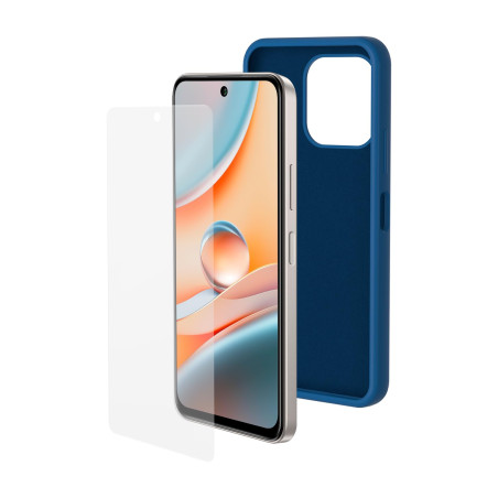 SPC Discovery 3 Pro Protection Pack – Coque en Silicone Bleue avec intérieur en Microfibre + 2 Verres trempés pour SPC Discovery