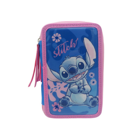 CYPBRANDS - Stitch, Trousse à Crayons 3 Niveaux, Fournitures Scolaires, Trousse à Crayons, Multicolore, Produit Officiel