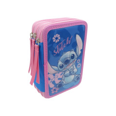 CYPBRANDS - Stitch, Trousse à Crayons 3 Niveaux, Fournitures Scolaires, Trousse à Crayons, Multicolore, Produit Officiel