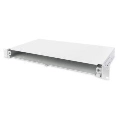 DIGITUS Boîte d'épissure Fibre Optique - Panneau de Brassage Fibre Optique - 19 Pouces 1U - Non équipé & sans Cache - Gris