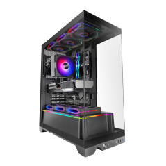 Mars Gaming MC-Prisma, Boîtier Gaming ATX, Triple Verre Trempé Continu sans Cadre, Éclairage ARGB Latéral et Frontal, Double Cha