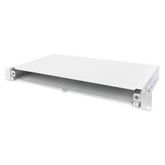 DIGITUS Boîte d'épissure Fibre Optique - Panneau de Brassage Fibre Optique - 19 Pouces 1U - Non équipé & sans Cache - Gris