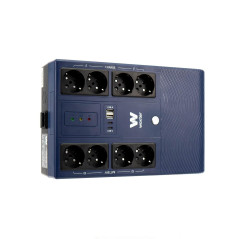 Woxter Multibase UPS 800 VA/480 W - Système d'alimentation sans Interruption, 8 Prises Schuko, 4 Ports USB, Bleu
