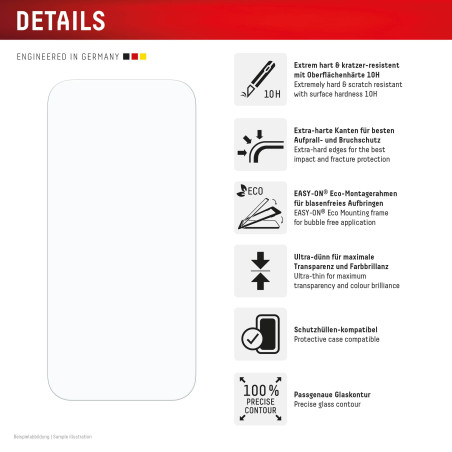 Displex Real Glass + coque de protection en verre véritable, compatible avec iPhone 17 Pro, cadre de montage écologique, résista