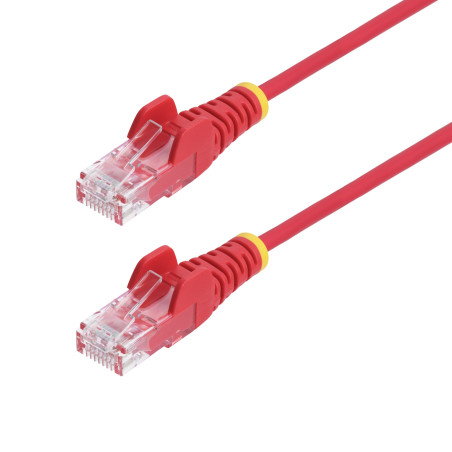 StarTech.com Câble Ethernet CAT6 Rouge Fin de 10m, Sans Accroc, 100W PoE, UTP, LSZH, Fil de Cuivre Pur 28AWG, Cordon RJ45