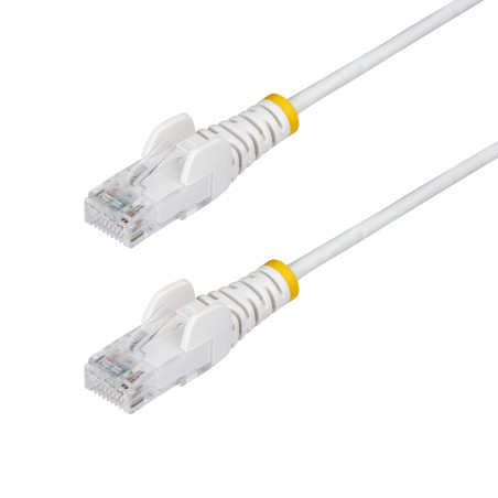 StarTech.com Câble Ethernet CAT6 Blanc Fin de 15m, Sans Accroc, 100W PoE, UTP, LSZH, Fil de Cuivre Pur 28AWG, Cordon RJ45