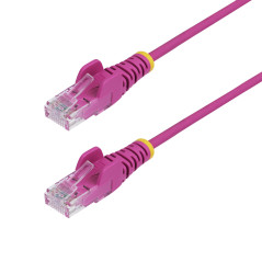 StarTech.com Câble Ethernet CAT6 Rose Fin de 15m, Sans Accroc, 100W PoE, UTP, LSZH, Fil de Cuivre Pur 28AWG, Cordon RJ45