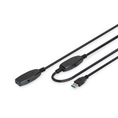 DIGITUS Câble d'extension actif USB 3.0 - Câble répéteur - USB A mâle vers USB A femelle - 15m - 5 Gbit/s - Plug & Play - Hotswa
