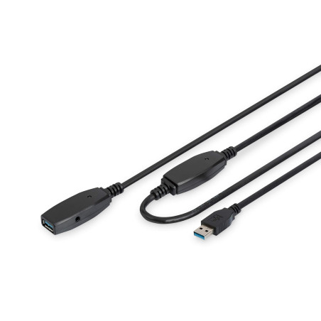 DIGITUS Câble d'extension actif USB 3.0 - Câble répéteur - USB A mâle vers USB A femelle - 15m - 5 Gbit/s - Plug & Play - Hotswa