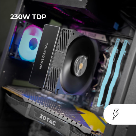 Mars Gaming MCPU-X4, Dissipateur CPU 230W TDP, 4x Heatpipes HCT Nouvelle Génération, Ventilateur PWM SI Extreme-Silence 120mm, N