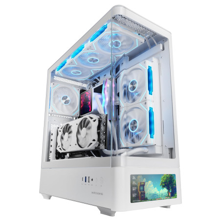 Mars Gaming MC-LCDPRO Boîtier Gaming ATX Écran LCD IPS 7.2" Personnalisable Verre Trempé Courbé Avant et Latéral Structure à Dou