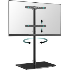 ONKRON Support TV Sol en Verre Trempé pour 30-60 Pouces jusqu'à 41 kg, Pied de Tele Universel VESA 100x100-400x400, Support TV s