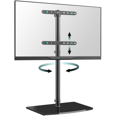 ONKRON Support TV Sol en Verre Trempé pour 30-60 Pouces jusqu'à 41 kg, Pied de Tele Universel VESA 100x100-400x400, Support TV s