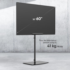 ONKRON Support TV Sol en Verre Trempé pour 30-60 Pouces jusqu'à 41 kg, Pied de Tele Universel VESA 100x100-400x400, Support TV s