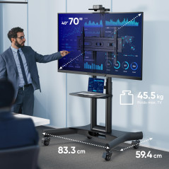 ONKRON Support TV roulettes pour 40-70 Pouces, Support Tele Professionel Charge Max 55 kg, Support TV sur Pied avec roulettes Ma