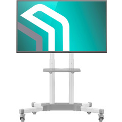 ONKRON Support TV roulettes avec Etagere pour 32-65 Pouces TV, Meuble TV Roulette Poids de 45 kg - Ecran sur Pied Mobile VESA 10