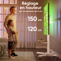 ONKRON Support TV roulettes avec Etagere pour 32-65 Pouces TV, Meuble TV Roulette Poids de 45 kg - Ecran sur Pied Mobile VESA 10