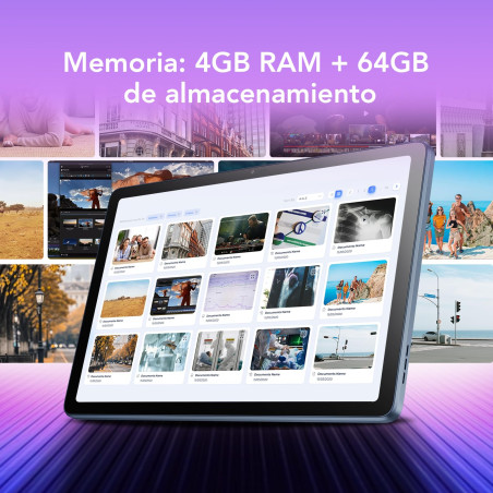 TCL Tablette Tab 10 Gen 4, écran IPS 10,1", 4 Go + 128 Go, Batterie de 6000 mAh avec Charge Rapide de 18 W, IP54