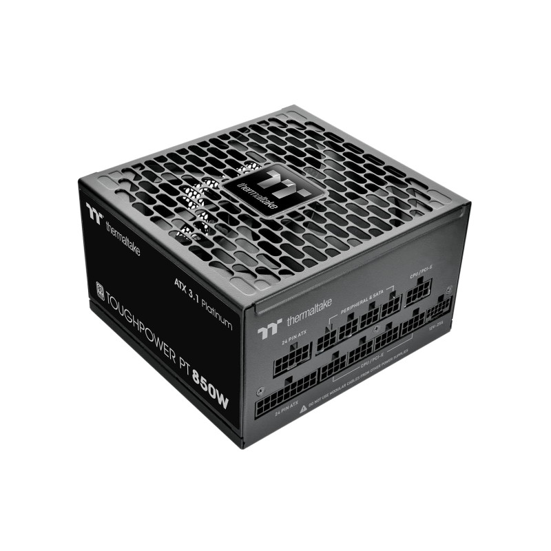 Thermaltake Toughpower PT 850W | ATX 3.1 | PCIe 5.1 | 80Plus Platinum | Bloc d’Alimentation modulaire | Noir Thermaltake Toughpower PT 850W | ATX 3.1 | PCIe 5.1 | 80Plus Platinum | Bloc d’Alimentation modulaire | Noir