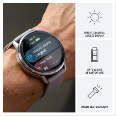 Garmin Venu 4, 45mm - Montres GPS connectées avancées Forme et santé avec écran Ultra-Lumineux et coloré, Lampe LED intégrée et 