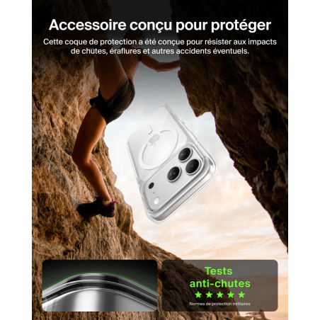 Belkin SheerForce Clear Coque iPhone 17 Pro, Coque de Protection Compatible MagSafe, Design Fin, Protection Antimicrobienne, Ant
