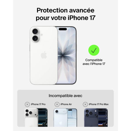 Belkin SheerForce Grip Coque iPhone 17, Coque de Protection Compatible MagSafe, Design Fin, Protection avec Rainures Antidérapan
