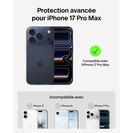 Belkin SheerForce Grip Coque iPhone 17 Pro Max, Coque de Protection Compatible MagSafe, Design Fin, Protection avec Rainures Ant