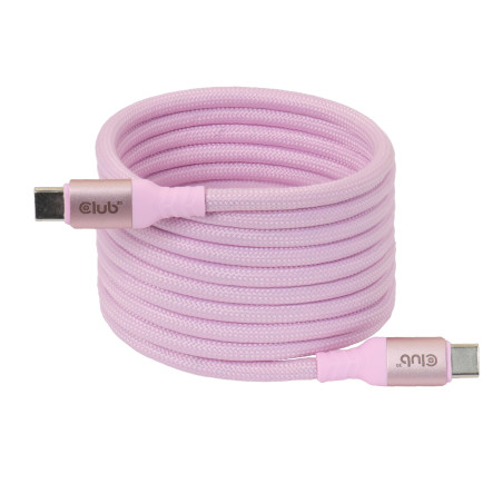 Club3D CAC-3031 USB-C Bobine magnétique 240 W PD3.1 Câble rose 2 m Charge rapide